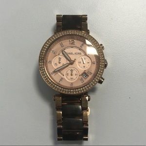 MK Parker Gold Tone Tortoise Acetate Watch